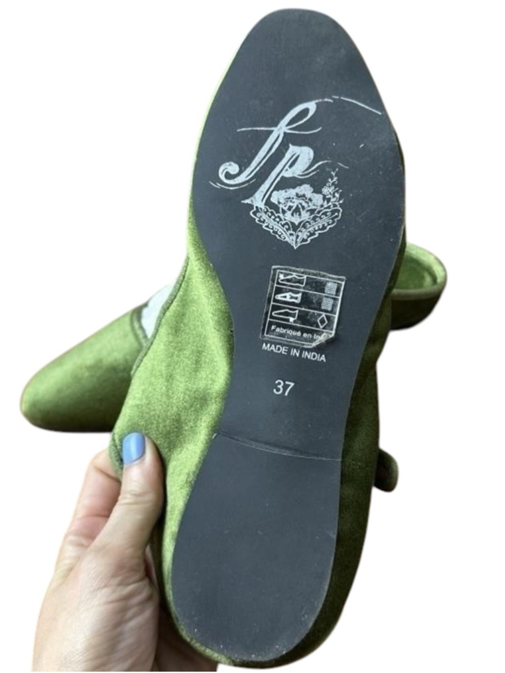 Free People Evie Mary Jane Velvet Flats Women's Size 37 (US/6) Green NIB - Picture 7 of 8